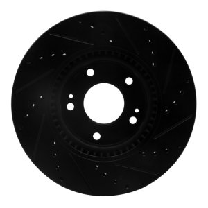 Hyundai CRETA Brake Rotor (1) - Front Left - R1 Concepts - Drilled & Slotted - Black - `05-`24